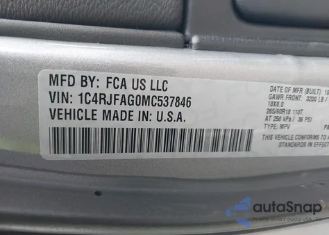 2021 Jeep Grand Cherokee Laredo E 4X4 from USA, damaged, VIN 1C4RJFAG0MC537846